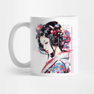 Japanese Woman Portrait Geisha Tradition Culture Abstract Mug